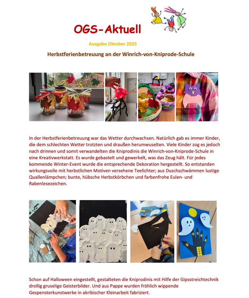 Die Aktivitäten der OGS während der Ferienbetreuung.